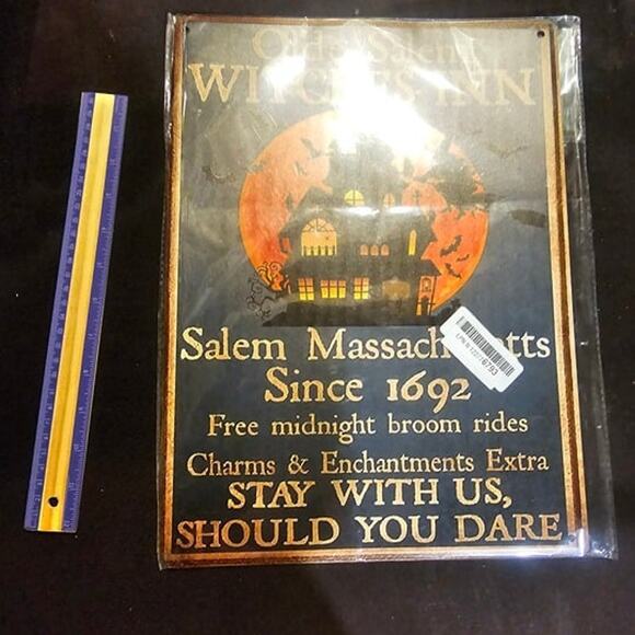 Retro Sign Witch Olde Salem Witches inn Cute Metal Sign Halloween Ghost 8X12inch - Picture 5 of 6